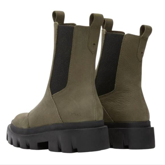 TOMS Women's Rowan Water Resistant Chelsea Boots Green Size 9 New - Picture 2 of 16
